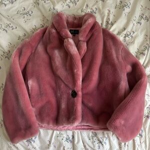 Zara Pink Faux Fur Coat Sz S